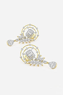 18kt Yellow Gold Finish Diamond Dreamcatcher Dangler Earrings