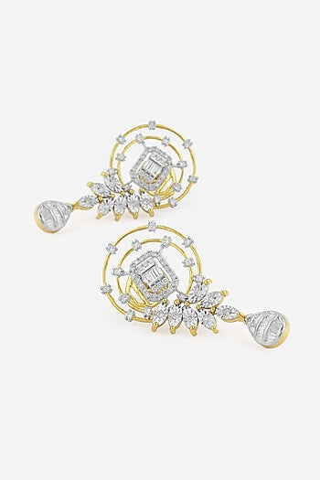 18kt Yellow Gold Finish Diamond Dreamcatcher Dangler Earrings