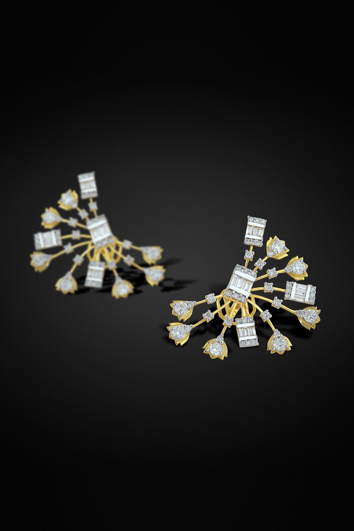 18kt Yellow Gold Finish Diamond Stud Earrings
