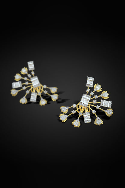 18kt Yellow Gold Finish Diamond Stud Earrings
