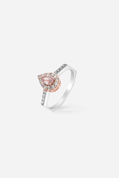 18kt Yellow Gold Finish Pear-Cut Pink Diamond Ring