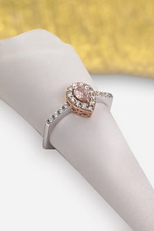 18kt Yellow Gold Finish Pear-Cut Pink Diamond Ring