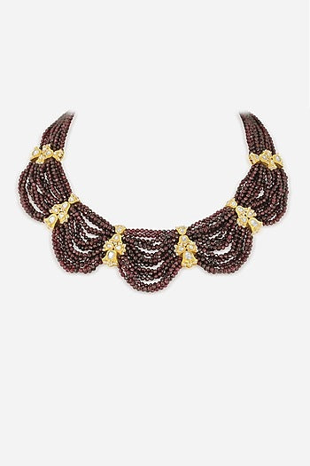 14kt Yellow Gold Finish Kundan Polki & Ruby Stone Necklace