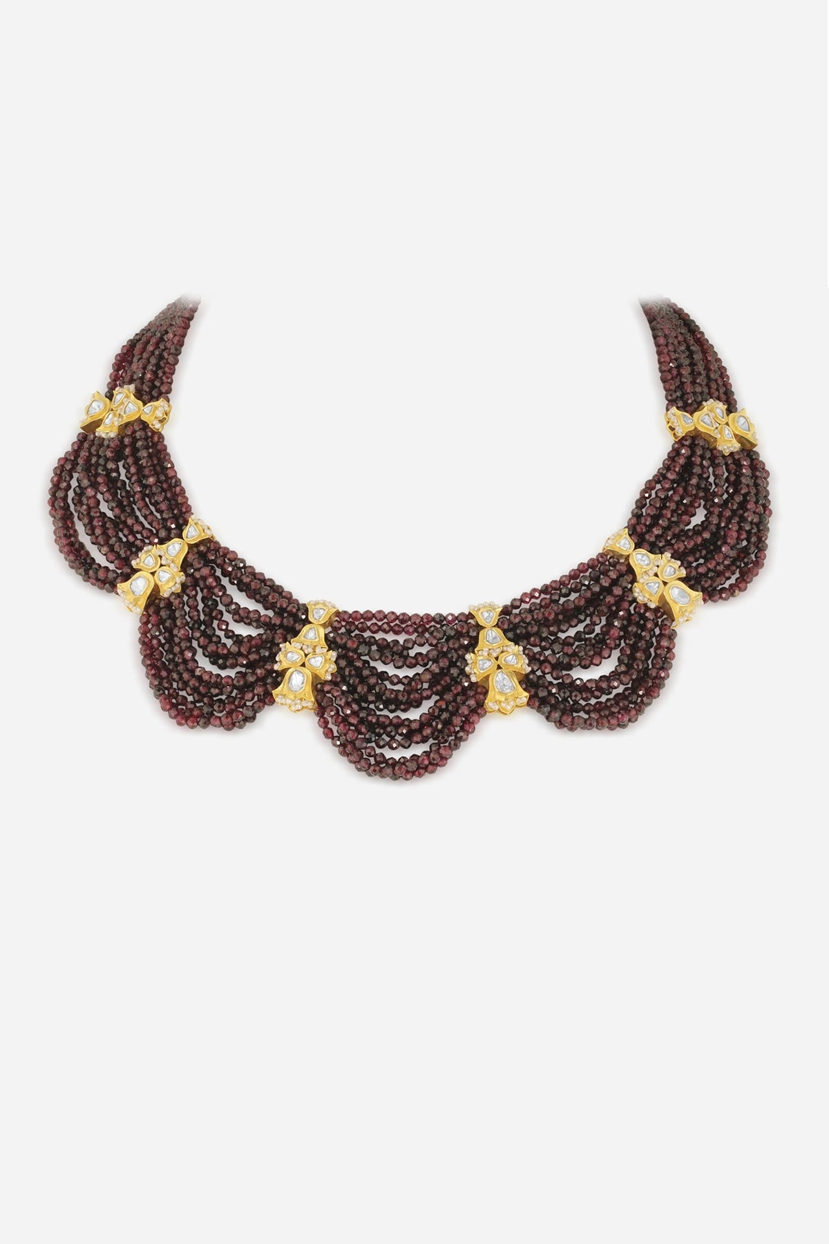14kt Yellow Gold Finish Kundan Polki & Ruby Stone Necklace