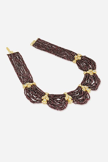 14kt Yellow Gold Finish Kundan Polki & Ruby Stone Necklace