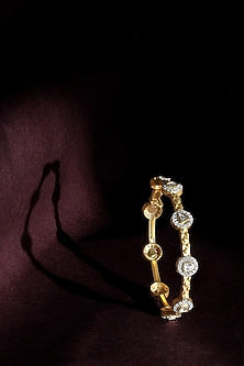 14kt Yellow Gold Finish Diamond & Kundan Polki Bangle