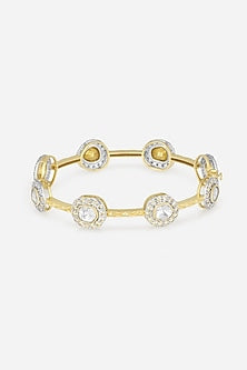 14kt Yellow Gold Finish Diamond & Kundan Polki Bangle