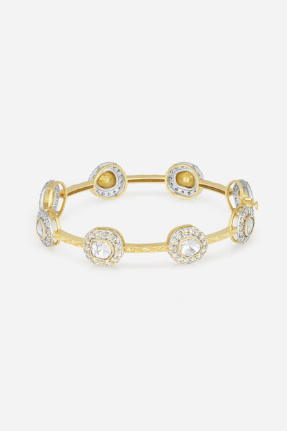 14kt Yellow Gold Finish Diamond & Kundan Polki Bangle