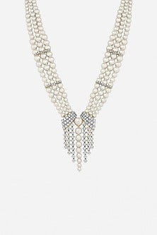 14kt Yellow Gold Finish Diamond & Pearl Necklace