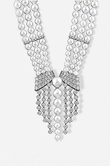 14kt Yellow Gold Finish Diamond & Pearl Necklace