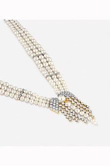 14kt Yellow Gold Finish Diamond & Pearl Necklace