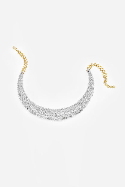 18kt Yellow Gold Finish Round-Shaped Diamond Hasli Necklace