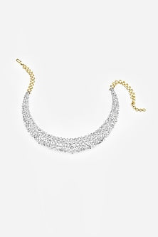 18kt Yellow Gold Finish Round-Shaped Diamond Hasli Necklace