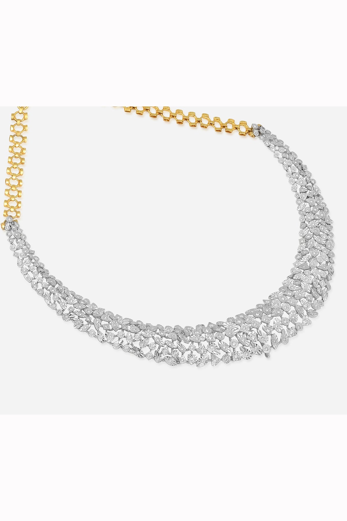 18kt Yellow Gold Finish Round-Shaped Diamond Hasli Necklace