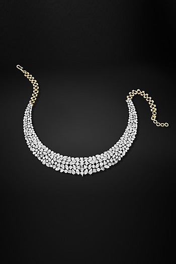 18kt Yellow Gold Finish Round-Shaped Diamond Hasli Necklace