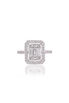 White Plated Diamond Ring