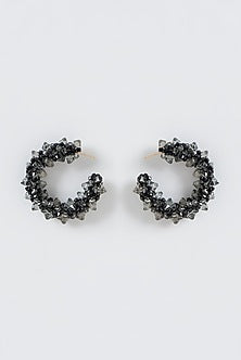 Black & Grey Xillion Swarovski Crystal Hoop Earrings