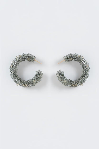 Grey Xillion Swarovski Crystal Hoop Earrings