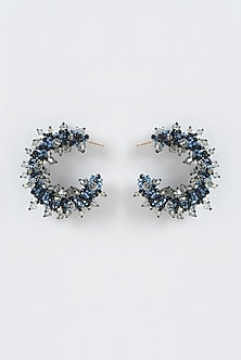 Midnight Blue Xillion Swarovski Crystal Hoop Earrings