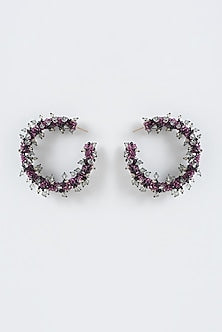 Purple Xillion Swarovski Crystal Hoop Earrings