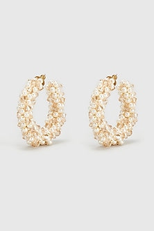 Champagne Pearl & Xillion Crystals Hoop Earrings