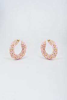 Rose Gold Swarovski Pearl Hoop Earrings