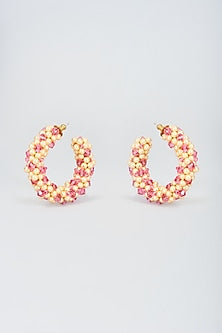 Gold Swarovski Pearl Hoop Earrings