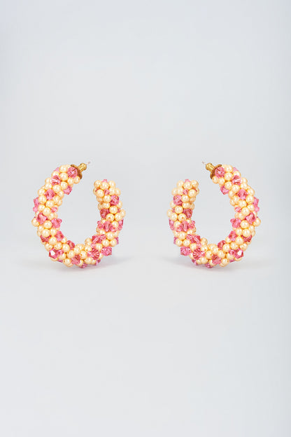 Gold Swarovski Pearl Hoop Earrings