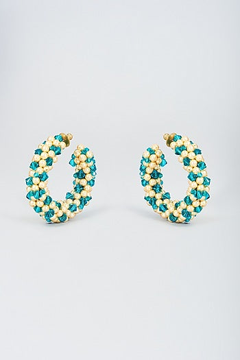 Turquoise Crystal Hoop Earrings