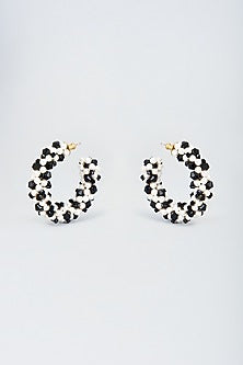 Jet Black Crystal Hoop Earrings