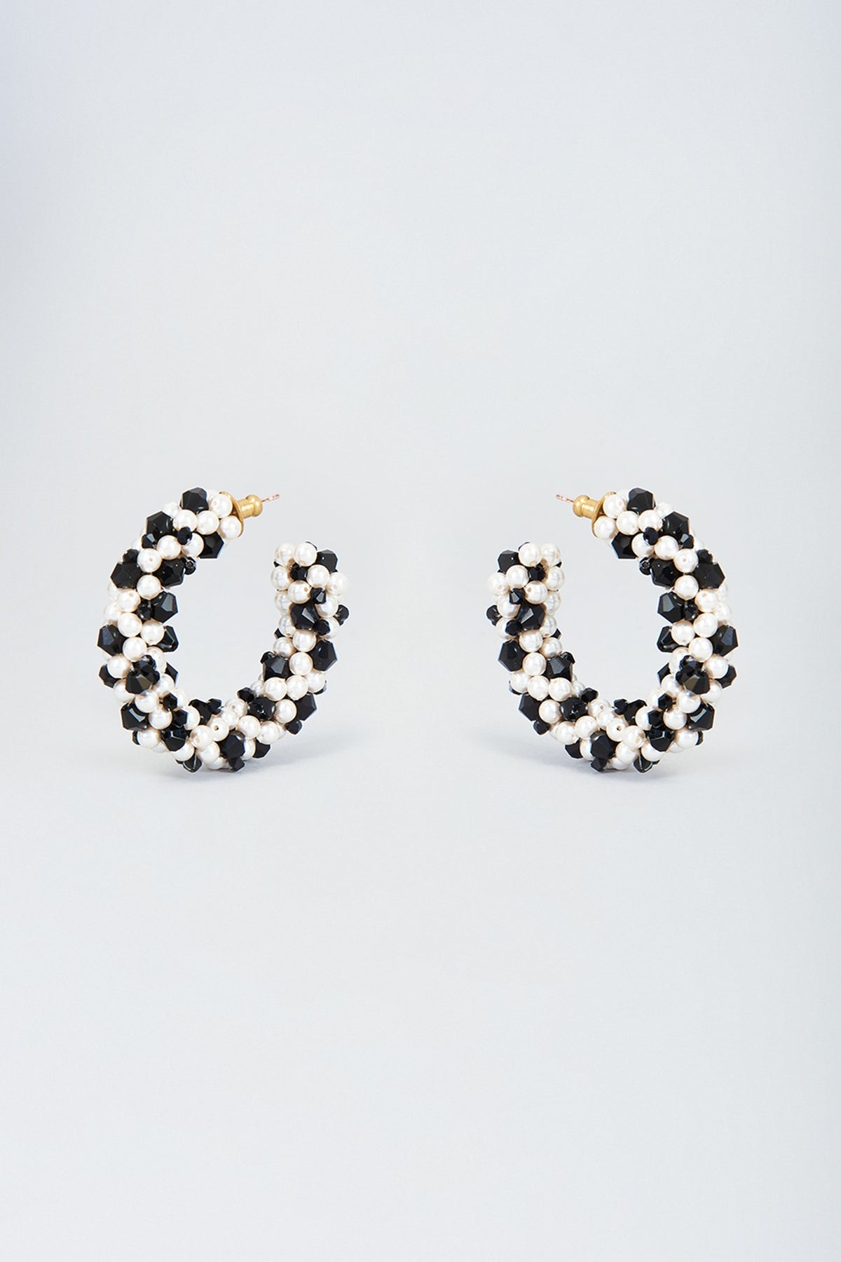 Jet Black Crystal Hoop Earrings