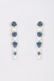 Navy Blue Crystal Dangler Earrings