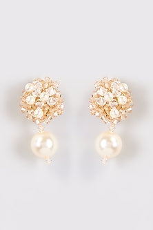 Cream Crystal & Swarovski Pearl Dangler Earrings