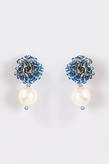 Navy & Grey Crystal & Swarovski Dangler Earrings