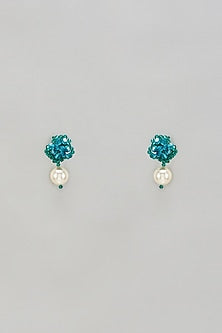 Turquoise Swarovski Pearl & Crystal Stud Earrings