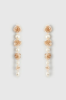 Champagne Pearl & Xillion Crystal Dangler Earrings