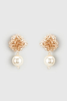 Cream Swarovski Pearls & Champagne Crystal Stud Earrings