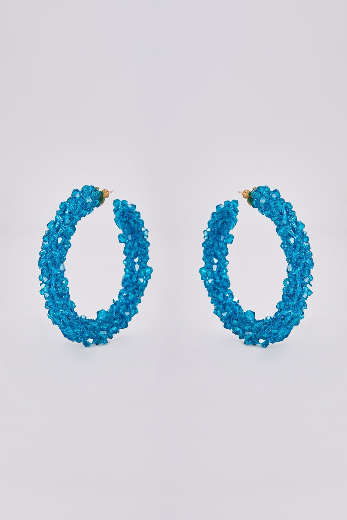 Turquoise Swarovski Crystal Hoop Earrings