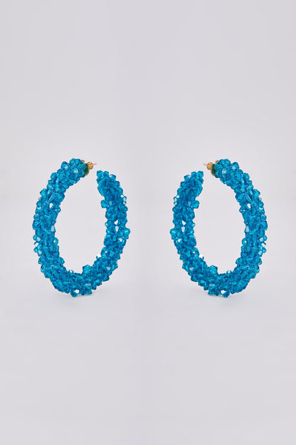 Turquoise Swarovski Crystal Hoop Earrings