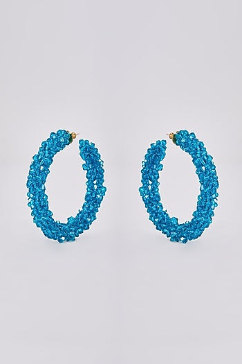 Turquoise Swarovski Crystal Hoop Earrings