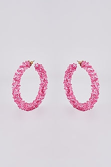 Pink Swarovski Crystal Hoop Earrings