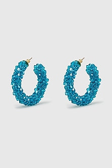 Turquoise Zircon & Xillion Crystals Hoop Earrings