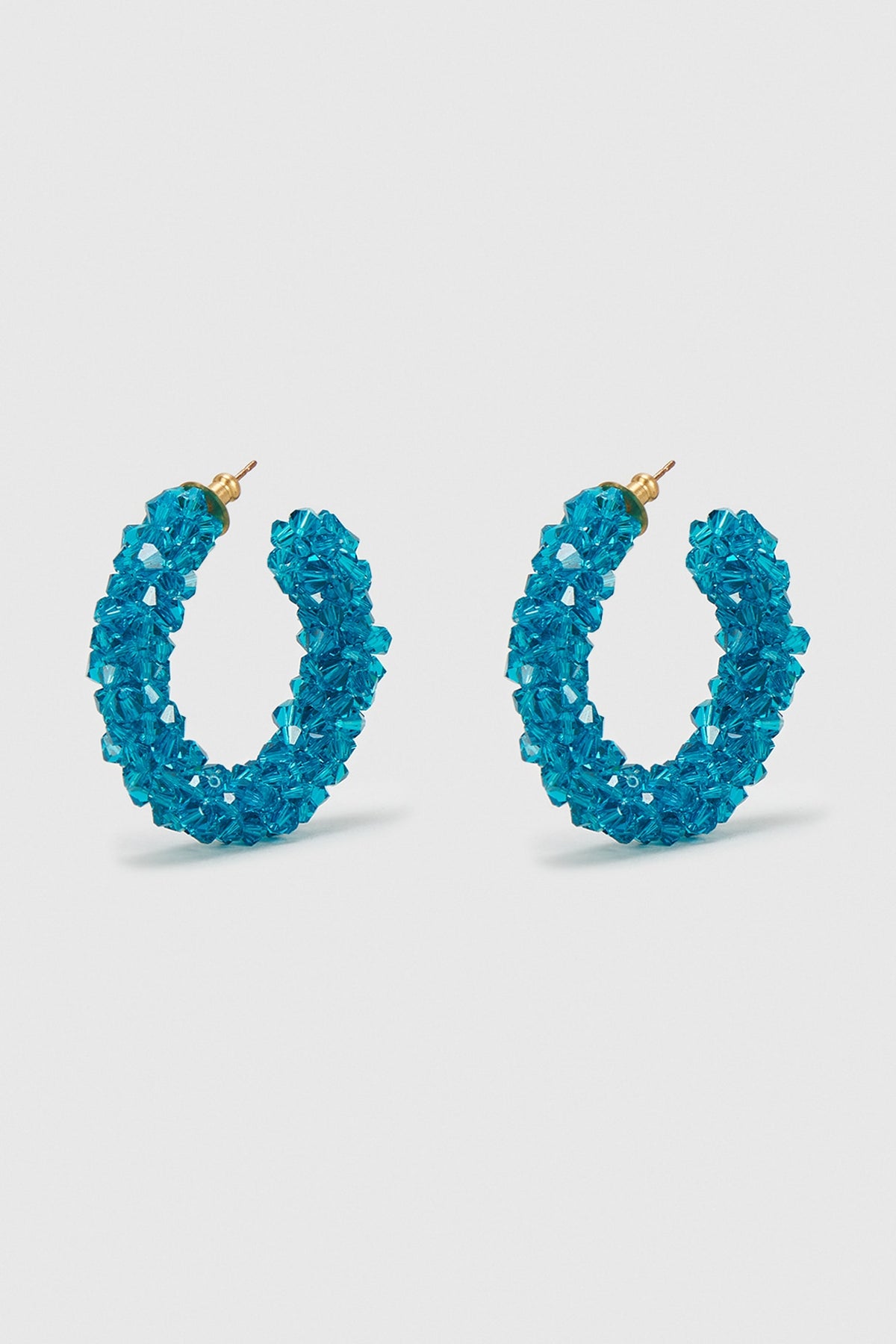Turquoise Zircon & Xillion Crystals Hoop Earrings