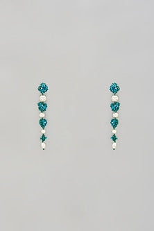 Turquoise Swarovski Pearl & Crystal Dangler Earrings