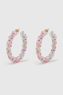 Multi-Colored Zircon & Xillion Crystals Hoop Earrings