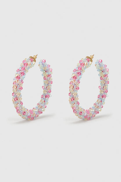 Multi-Colored Zircon & Xillion Crystals Hoop Earrings