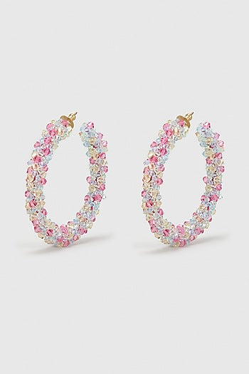Multi-Colored Zircon & Xillion Crystals Hoop Earrings