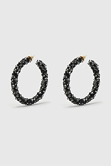 Black Zircon & Xillion Crystals Hoop Earrings
