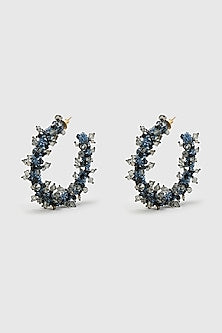 Blue Zircon & Xillion Crystals Hoop Earrings