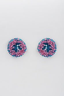 Turquoise & Pink Swarovski Xilion Crystal Stud Earrings